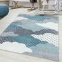 Bambi Wolken kinderzimmer teppich kurzflor rechteckig 80x150cm blau