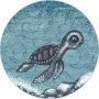 Bambi Schildkröte kinderzimmer teppich kurzflor rund Ø 160cm blau