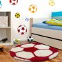Fun Shaggy fußball kinderzimmer teppich hochflor rund Ø 100cm rot