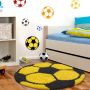Fun Shaggy fußball kinderzimmer teppich hochflor rund Ø 100cm gelb