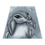 Funny Kaninchen baby kinderzimmer teppich kurzflor rund Ø 160cm blau
