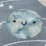 Funny Planet baby kinderzimmer teppich kurzflor rund Ø 120cm grau