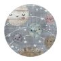 Funny Planet baby kinderzimmer teppich kurzflor rund Ø 120cm grau