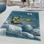 Funny Pinguin baby kinderzimmer teppich kurzflor rund Ø 120cm blau