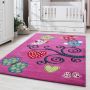 Kids Eulen kinderzimmer teppich kurzflor rechteckig 120x170cm lila