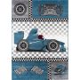 Kids Rennauto kinderzimmer teppich kurzflor rechteckig 80x150cm blau