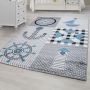 Kids Boot kinderzimmer teppich kurzflor rechteckig 80x150cm grau