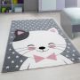 Kids Kätzchen kinderzimmer teppich kurzflor rechteckig 120x170cm rosa