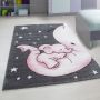 Kids Elefant kinderzimmer teppich kurzflor rechteckig 120x170cm rosa