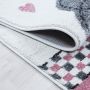 Kids Baby Elefant kinderzimmer teppich kurzflor rund Ø 160cm rosa