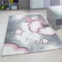 Kids Wolken kinderzimmer teppich kurzflor rechteckig 80x150cm rosa