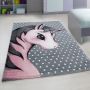 Kids Einhorn kinderzimmer teppich kurzflor rechteckig 80x150cm rosa