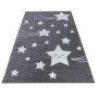 Kids Sterne kinderzimmer teppich kurzflor rechteckig 80x150cm grau