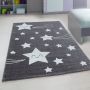 Kids Sterne kinderzimmer teppich kurzflor rechteckig 80x150cm grau