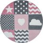 Kids Wunderland kinderzimmer teppich kurzflor rund Ø 120cm rosa
