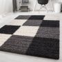 Life Shaggy Block teppich hochflor rechteckig 120x170cm schwarz