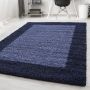 Life Shaggy Schatten teppich hochflor läufer 100x200cm navy blau