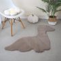 Caty Dino kinderteppich einfarbiger fluffy hochflor 80x100cm beige