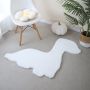 Caty Dino kinderteppich einfarbiger fluffy hochflor 80x100cm weiß