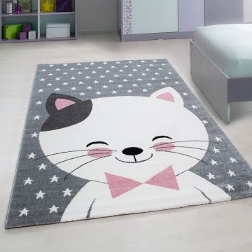 Kids Kätzchen kinderzimmer teppich kurzflor rechteckig 120x170cm rosa