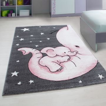 Kids Elefant kinderzimmer teppich kurzflor rechteckig 120x170cm rosa