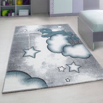 Kids Wolken kinderzimmer teppich kurzflor rechteckig 160x230cm blau