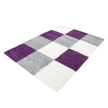 Life Shaggy Block teppich hochflor rechteckig 80x150cm lila