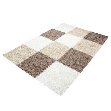Life Shaggy Block teppich hochflor rechteckig 80x150cm mokka