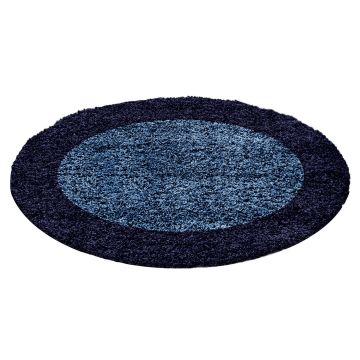 Life Shaggy Schatten teppich hochflor rund Ø 120cm navy blau