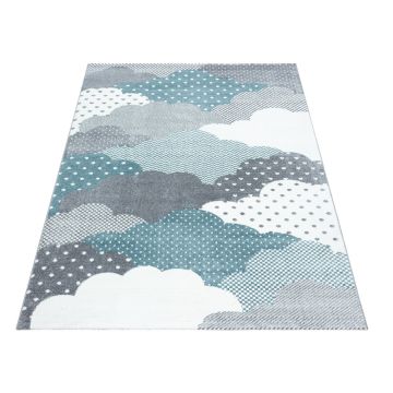 Bambi Wolken kinderzimmer teppich kurzflor rechteckig 120x170cm blau