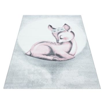 Bambi Reh kinderzimmer teppich kurzflor rechteckig 80x150cm rosa