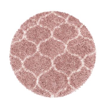 Salsa Shaggy teppich hochflor rund Ø 120cm rose