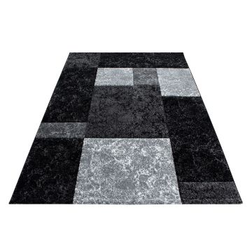 Hawaii Blöcke teppich kurzflor rechteckig 120x170cm schwarz