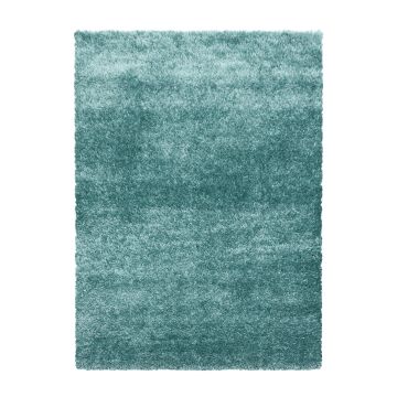 Brilliant Shaggy teppich hochflor läufer 80x250cm wasserblau