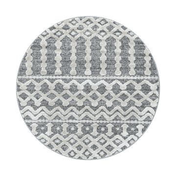 Pisa Wavy teppich hochflor rund Ø 200cm grau