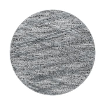 Pisa Parelle teppich hochflor rund Ø 80cm grau