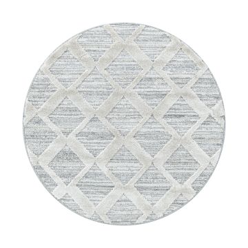 Pisa Rhombus teppich hochflor rund Ø 120cm grau