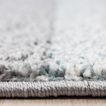 Lucca Block teppich kurzflor läufer 80x250cm blau