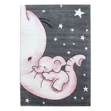 Kids Elefant kinderzimmer teppich kurzflor rechteckig 200x290cm rosa
