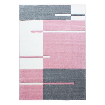 Hawaii Streifen teppich kurzflor rechteckig 240x340cm rosa