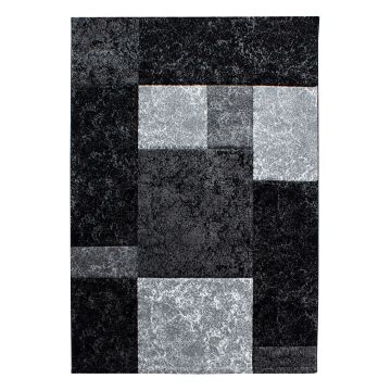 Hawaii Blöcke teppich kurzflor rechteckig 280x370cm schwarz