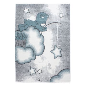 Kids Wolken kinderzimmer teppich kurzflor rechteckig 200x290cm blau