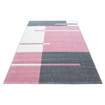 Hawaii Streifen teppich kurzflor rechteckig 200x290cm rosa