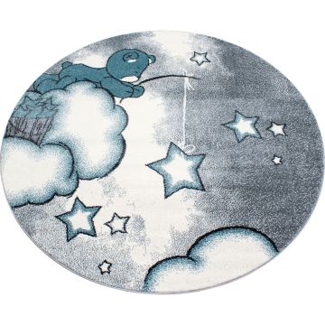 Kids Wolken kinderzimmer teppich kurzflor rund Ø 120cm blau