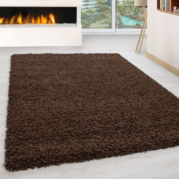 Life Shaggy teppich hochflor läufer 100x200cm braun