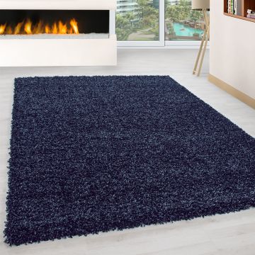 Life Shaggy teppich hochflor rechteckig 60x110cm navy blau