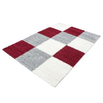 Life Shaggy Block teppich hochflor rechteckig 60x110cm rot