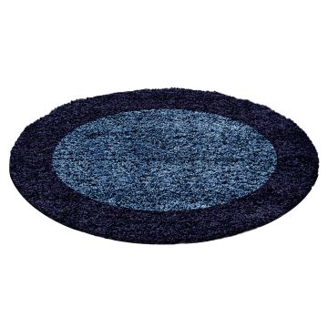 Life Shaggy Schatten teppich hochflor rund Ø 160cm navy blau