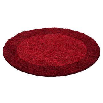 Life Shaggy Schatten teppich hochflor rund Ø 160cm rot