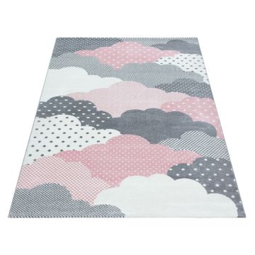 Bambi Wolken kinderzimmer teppich kurzflor rechteckig 160x230cm rosa